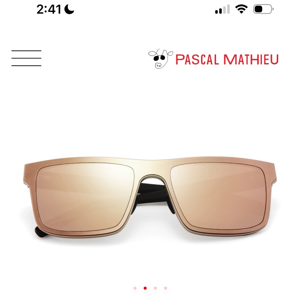 Pascal Mathieu Carrée Sunglasses Copper 18k Rose Gold Lens
